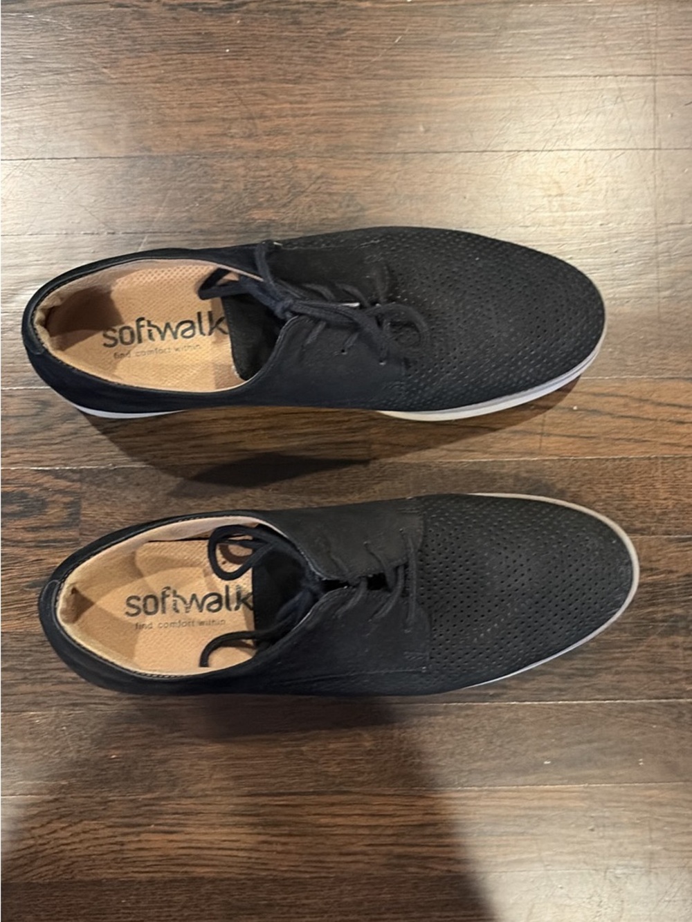 SoftWalk Men’s Black Lace-Up Perforated Casual Sneakers